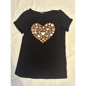 Ava James Heart Graphic Tee – Black PM – Love Print Shirt – Soft Casual Top